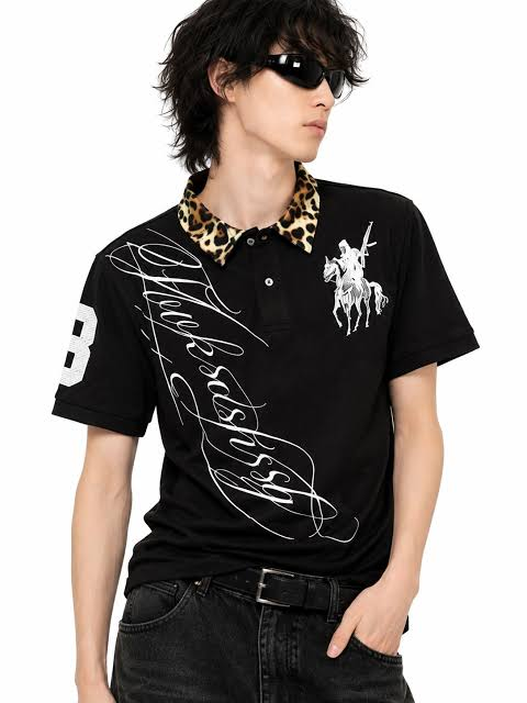 Polo Shirt Equestrian - ゴシック襟ヒョウポロシャツ男性女性レトロ騎士馬半袖 Tシャツヒップホップグラフィティストリート原宿 Tシャツ