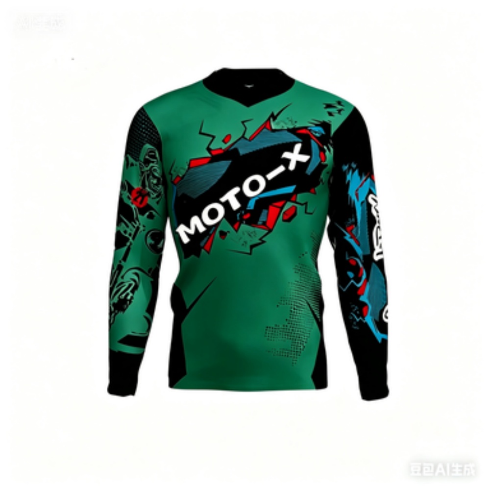 Outdoor Sportswear - MOTO-X テーマの長袖スポーツトップ、通気性があり快適、サイクリング、トレーニング、フィットネス、日常のカジュアルウェアに最適