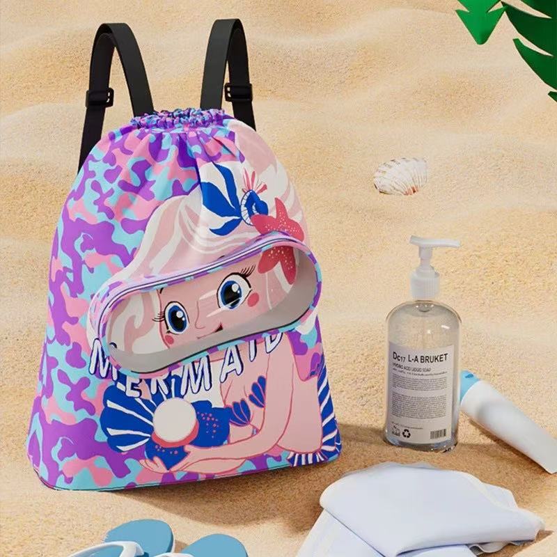Outdoor Sport Bag - ポータブルキッズスイミングバッグ、防水ドライウェット分離バックパック、漫画プリント付き、子供のスポーツに欠かせないオーガナイザー