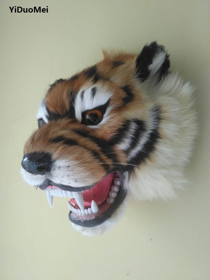 Head Racket Boom - 大きな人工タイガーヘッドモデル24x20cm,プラスチックと毛皮の壁,手工芸品,家の装飾,a2358