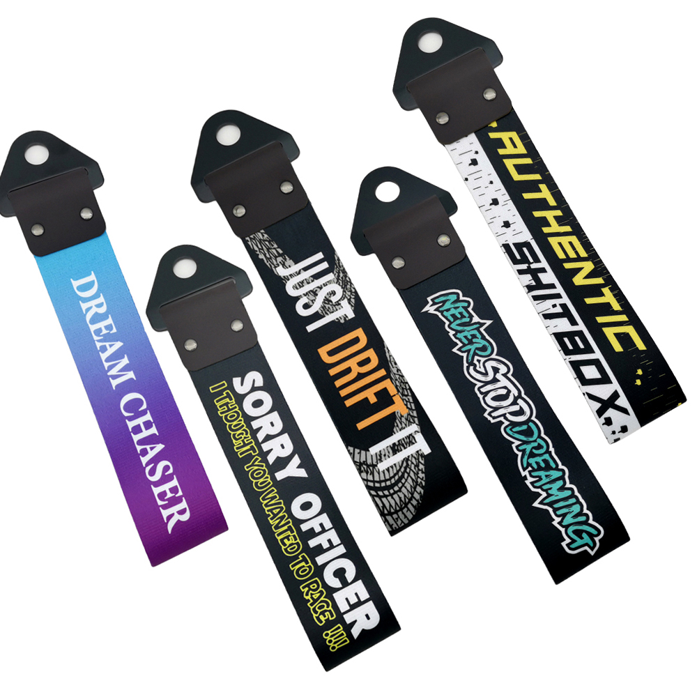 Head Racket Boom - 新しいJDM牽引ストラップ、カートレーラーストラップ、牽引バー、ナイロン製カートウロープフック、フロントバンパー装飾牽引フック、チューニング、シットボックス