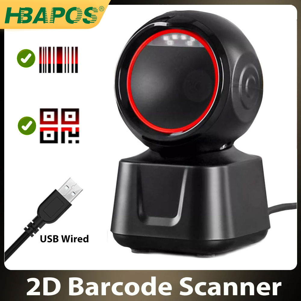 Head Racket Boom - 1D QR 2Dバーコードスキャナー、USB有線自動デスクトップバーコードスキャナー、調整可能なスキャンヘッド付き、プラグアンドプレイ