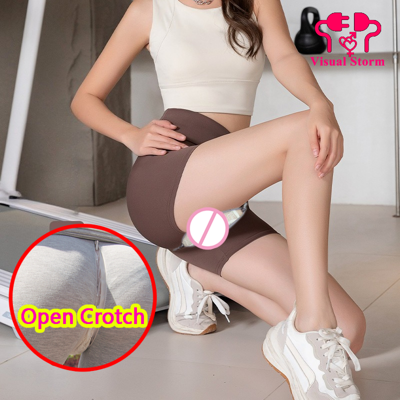 Outdoor Sport Leggings - 女性オープンクロッチパンツ隠しジッパーショーツスポーツパンツクロッチレスレギンス屋外クイックテイクオフパンツセクシーなパンツ