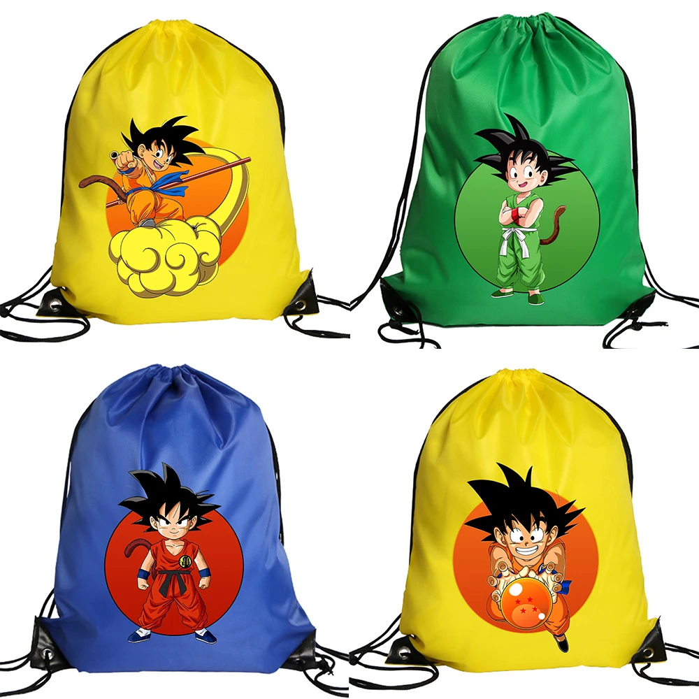 Outdoor Sport Backpack - ドラゴンズボールポリエステル巾着バッグ孫悟空ジムスポーツバックパックポケットバッグクールアニメ収納バッグ旅行バッグ誕生日プレゼント