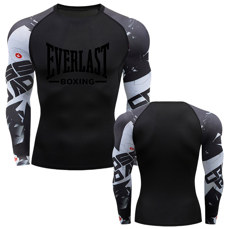 Outdoor Sportswear - EVERLAST BOXING 新しいメンズランニングコンプレッション Tシャツ半袖ジムワークアウトシャツジョギングスポーツウェアスウェットシャツプリント