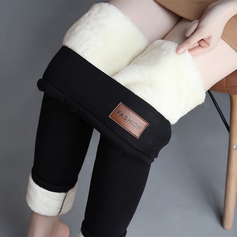 Outdoor Sport Leggings - フリース裏地付きサーマルレギンス女性用冬用レザーラベルタイツ高伸縮性暖かいフリース裏地付きパンツアウトドアウェア寒い天候用