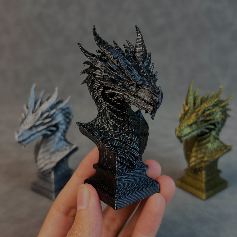 Head Racket Boom - 1ピースの黒とグレーのドラゴンヘッド彫刻、3Dプリントされたクリエイティブなドラゴンヘッドオーナメント、ホームデスクトップ装飾、リビングルーム、バー、玄関装飾、工芸品、最高のギフト選択肢