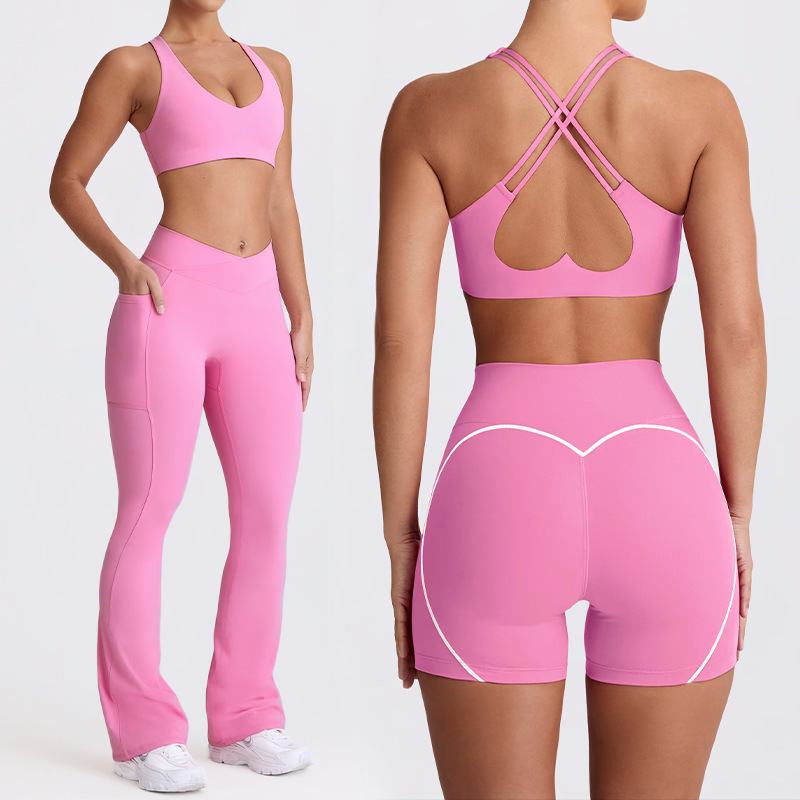 Outdoor Sport Leggings - Naked Feel 速乾性ヨガセット ストラップ付きスポーツブラ & シームレスレギンス