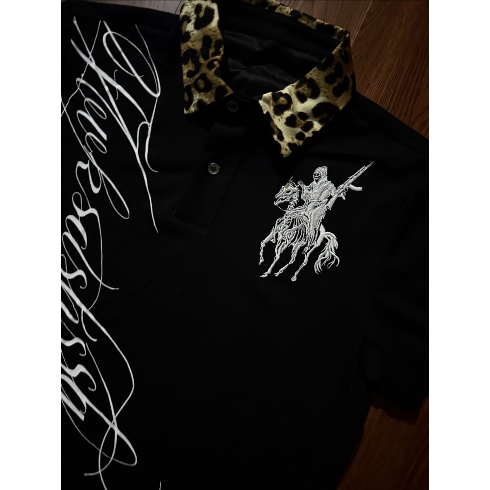 ゴシック襟ヒョウポロシャツ男性女性レトロ騎士馬半袖 Tシャツ - Polo Shirt Equestrian のレビューと価格