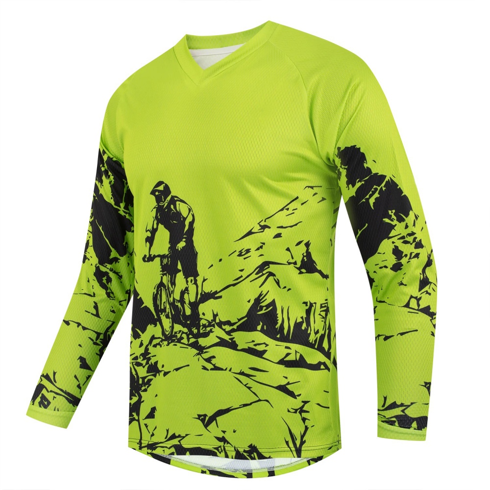 メンズアウトドアマウンテンバイクプリント長袖スポーツTシャツ - Outdoor Sportswear のレビューと価格
