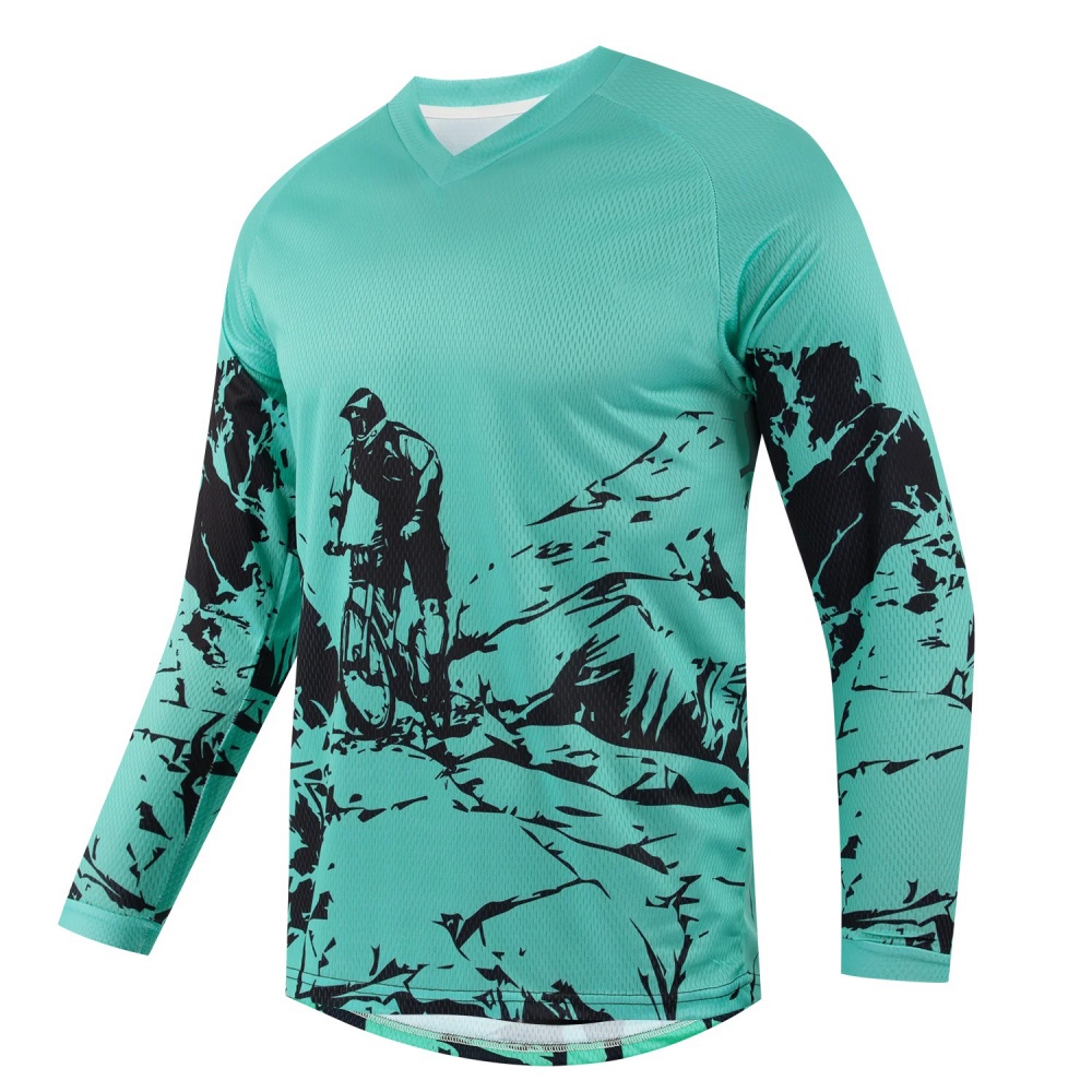 メンズアウトドアマウンテンバイクプリント長袖スポーツTシャツ - Outdoor Sportswear のレビューと価格