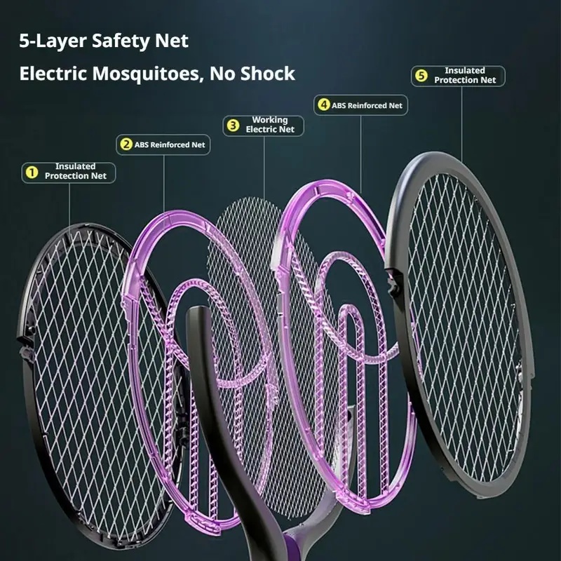 回転ヘッド式虫除けラケット、自動蚊取り器、充電式電気ハエたた - Head Racket Boom のレビューと価格