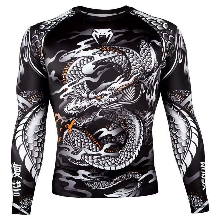 メンズ ドラゴン柄タイト長袖スポーツシャツ 通気性ストレッチ - Outdoor Sportswear のレビューと価格