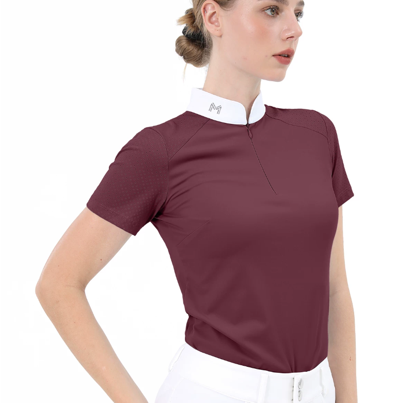 女性用プロフェッショナル半袖乗馬Tシャツポロシャツ乗馬服競技 - Polo Shirt Equestrian のレビューと価格