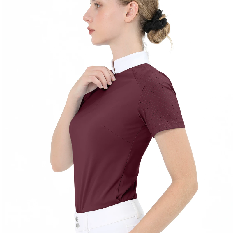 女性用プロフェッショナル半袖乗馬Tシャツポロシャツ乗馬服競技 - Polo Shirt Equestrian のレビューと価格