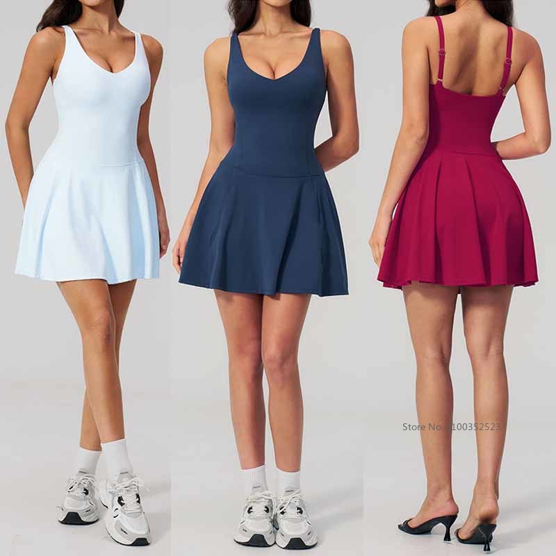 女性用速乾ノースリーブスポーツドレス Vネックセクシーゴルフ - Outdoor Sport Dress のレビューと価格