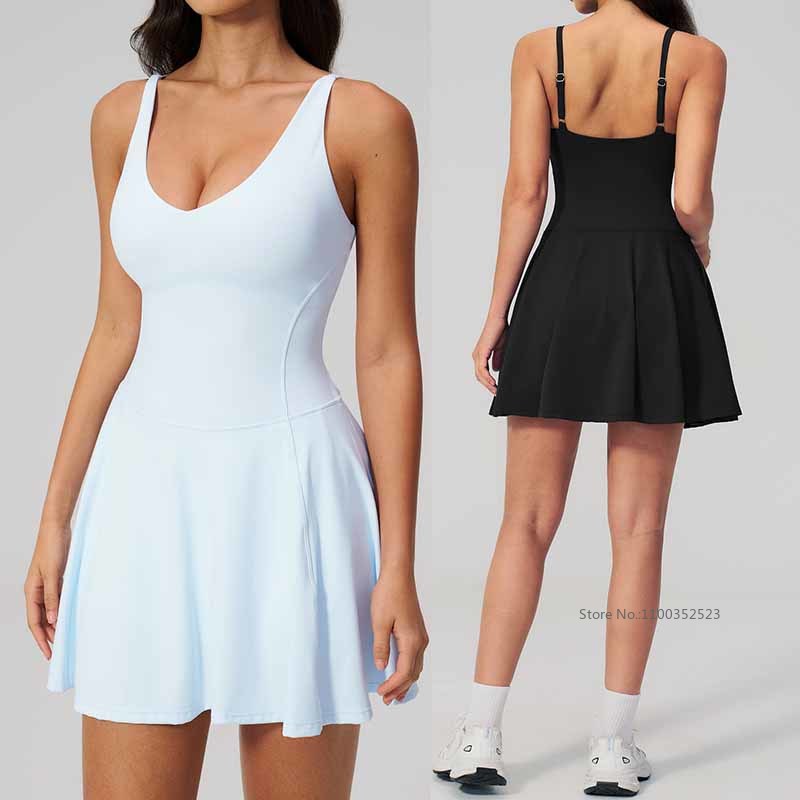 女性用速乾ノースリーブスポーツドレス Vネックセクシーゴルフ - Outdoor Sport Dress のレビューと価格