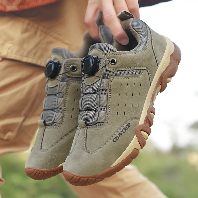 回転レースバックルハイキングシューズ男性アウトドアトレッキン - Outdoor Sport With Sticks のレビューと価格