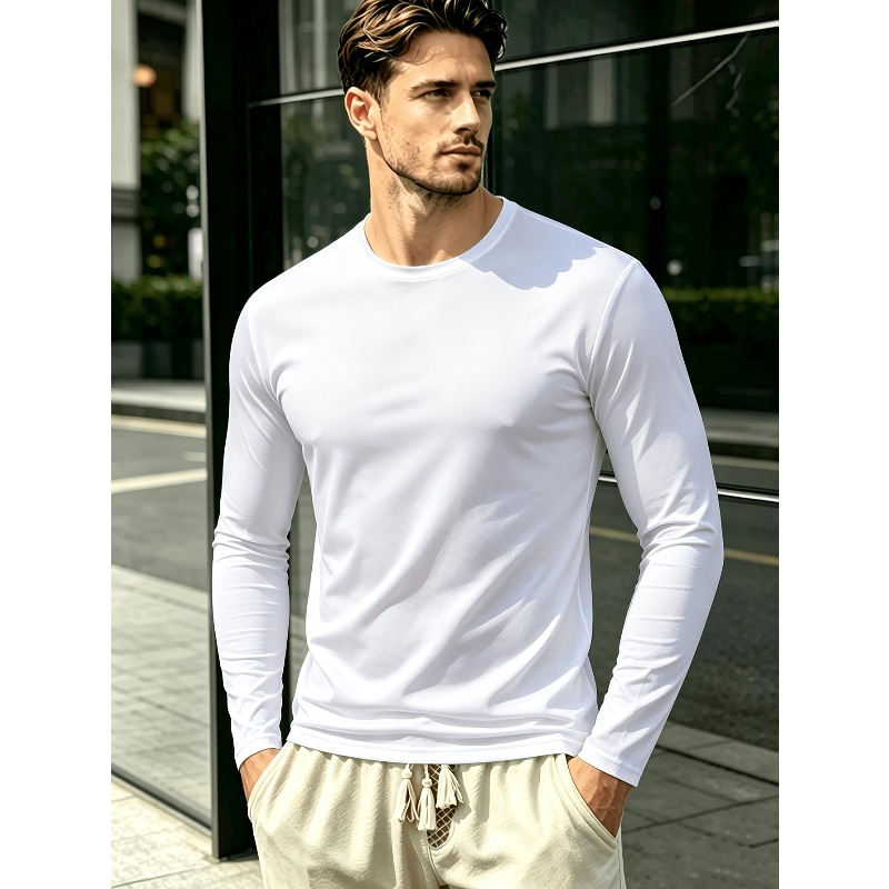 無地のラウンドネック長袖Tシャツ。 アウトドアスポーツ用カジ - Outdoor Sportswear のレビューと価格
