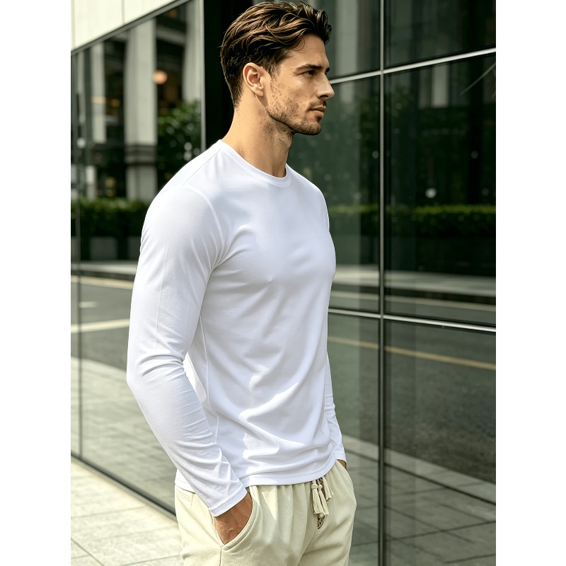 無地のラウンドネック長袖Tシャツ。 アウトドアスポーツ用カジ - Outdoor Sportswear のレビューと価格