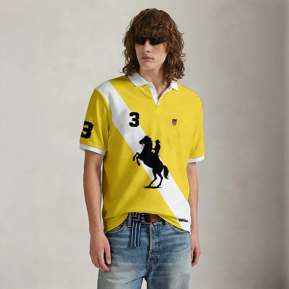 新しい黒と白のストライプポロシャツメンズ WIFRU 夏馬術 - Polo Shirt Equestrian のレビューと価格