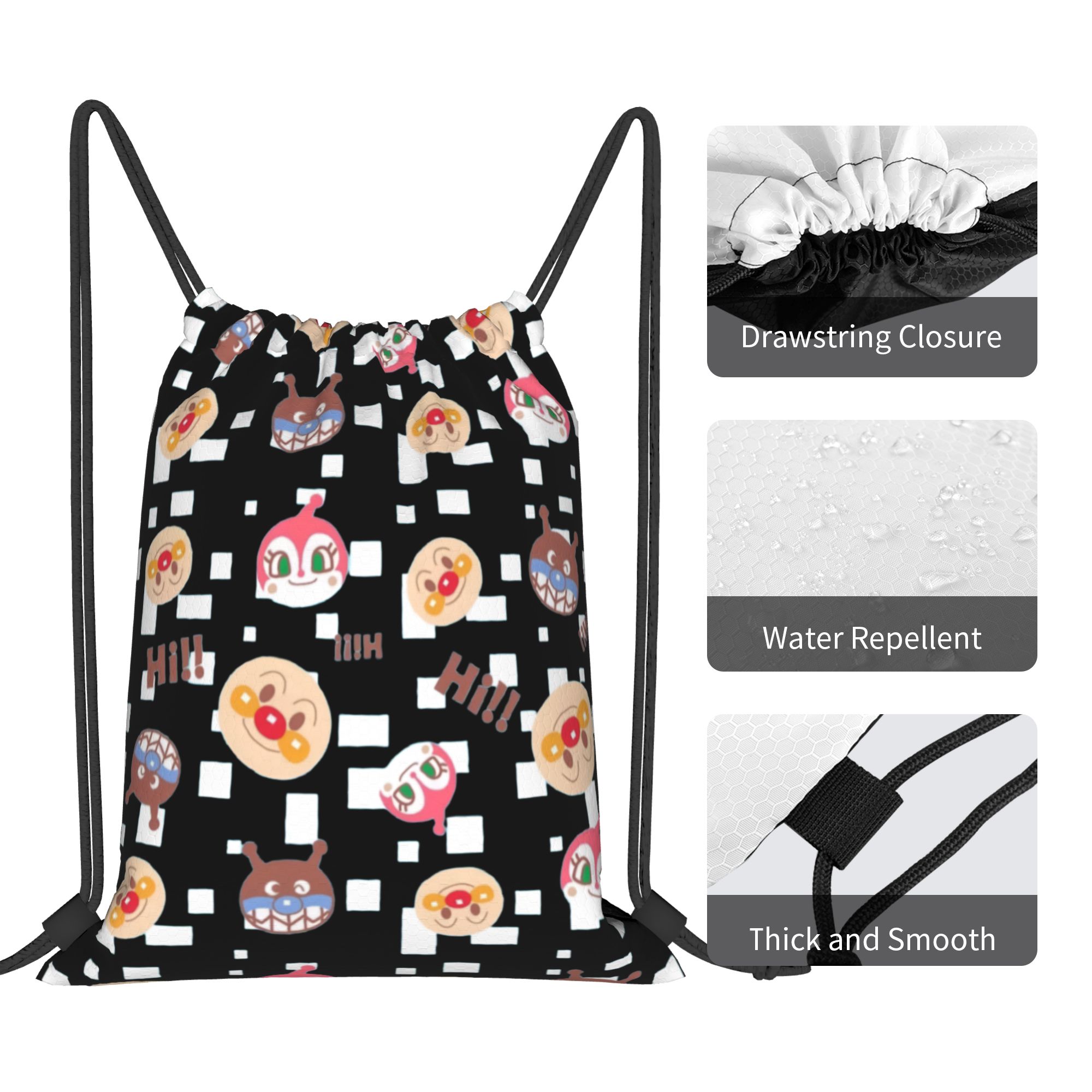 カスタムアンパンマン巾着バックパックバッグ男性女性軽量漫画ジ - Outdoor Sport Backpack のレビューと価格