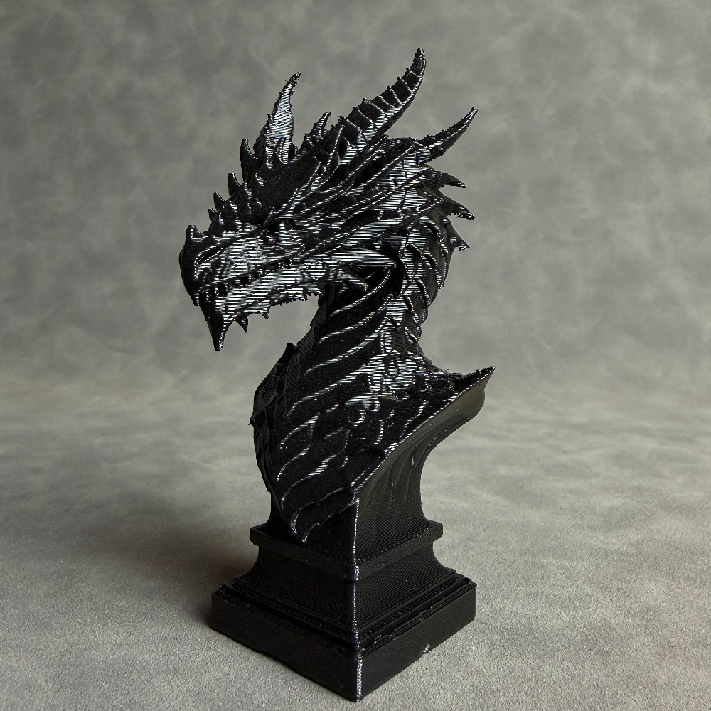 1ピースの黒とグレーのドラゴンヘッド彫刻、3Dプリントされた - Head Racket Boom のレビューと価格